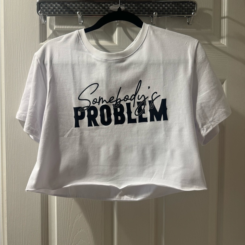 White Graphic Crop Top